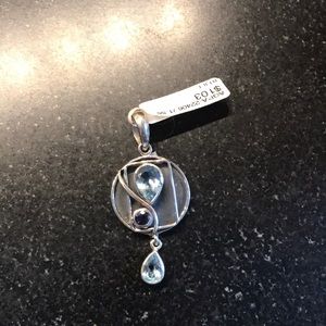 Sterling Silver W/ blue topaz and Iolite pendant